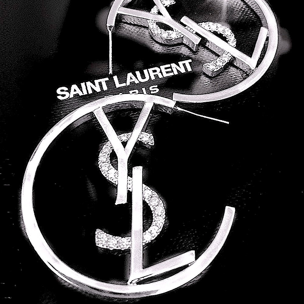Authentic YSL Monogram Hoop Earring Set